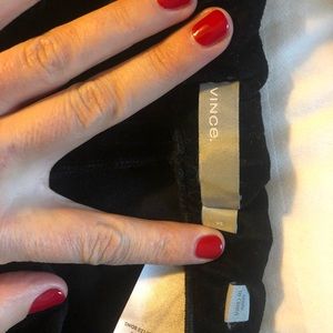 Black velvet ankle cropped pants